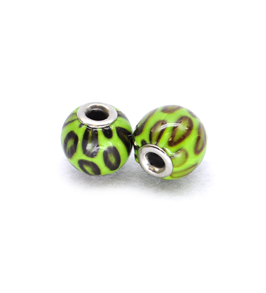 Blemished beads synthetic leather (2 pieces) 14 mm - Green